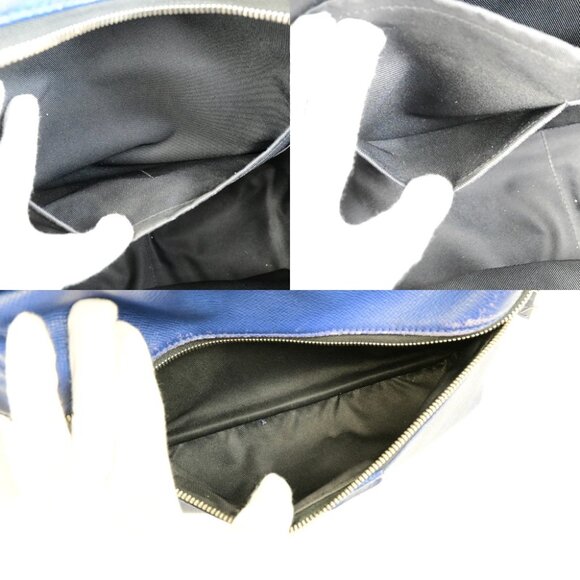 LOUIS VUITTON Discovery Backpack Bag Taigarama Leather Blue SHW M30229 99YG960 - Picture 3 of 16